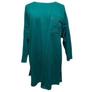 Vintage Victoria Secret's Gold label Green Gown Pocket Long Sleeves Pullover S‎